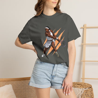 COCO GAUFF Tennis Player Graphic T-Shirt — Dynamic Women's Tennis Art Tee