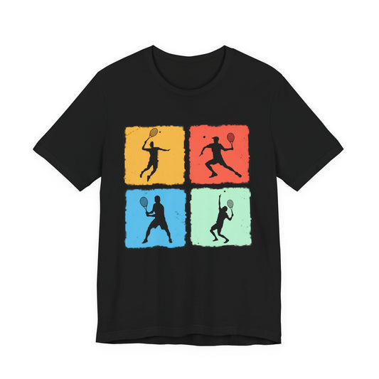 Tennis Silhouette Color Block T-Shirt — Vintage Court Players Tee