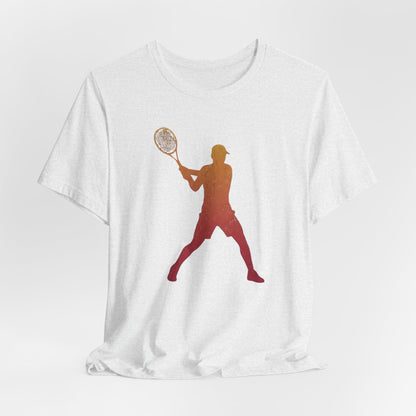 Tennis Player Silhouette Tee — Gradient Racket Sports T‑Shirt