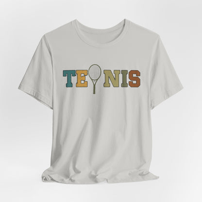 Tennis Retro Graphic Tee — Vintage Racket Lettering Shirt
