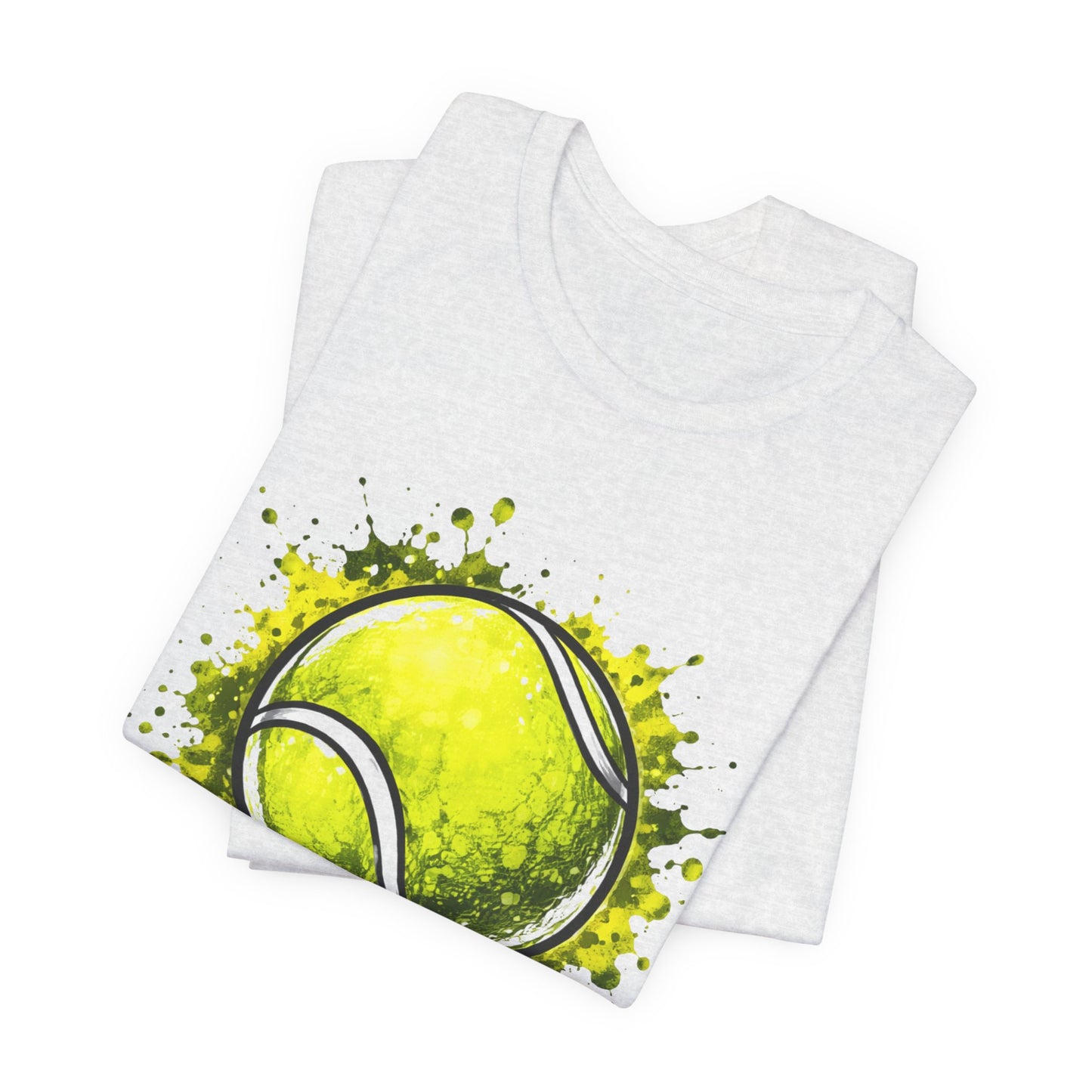 Tennis Tee — Watercolor Ball & Cartoon Player Short Sleeve Shirt
