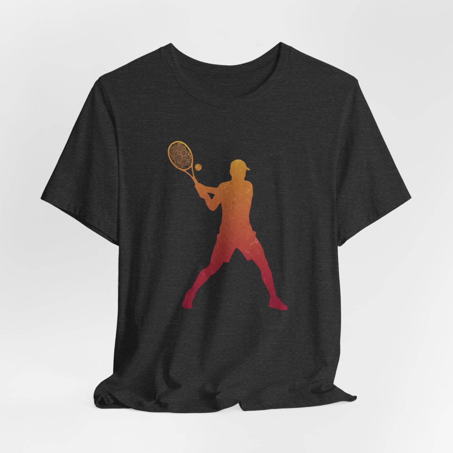 Tennis Player Silhouette Tee — Sunset Racket Graphic Shirt
