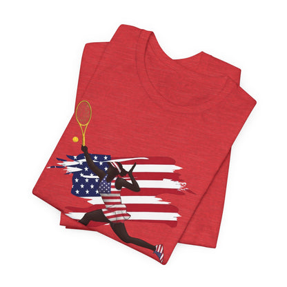 US Open 2026 Tennis T‑Shirt — American Flag Tennis Player Graphic Tee