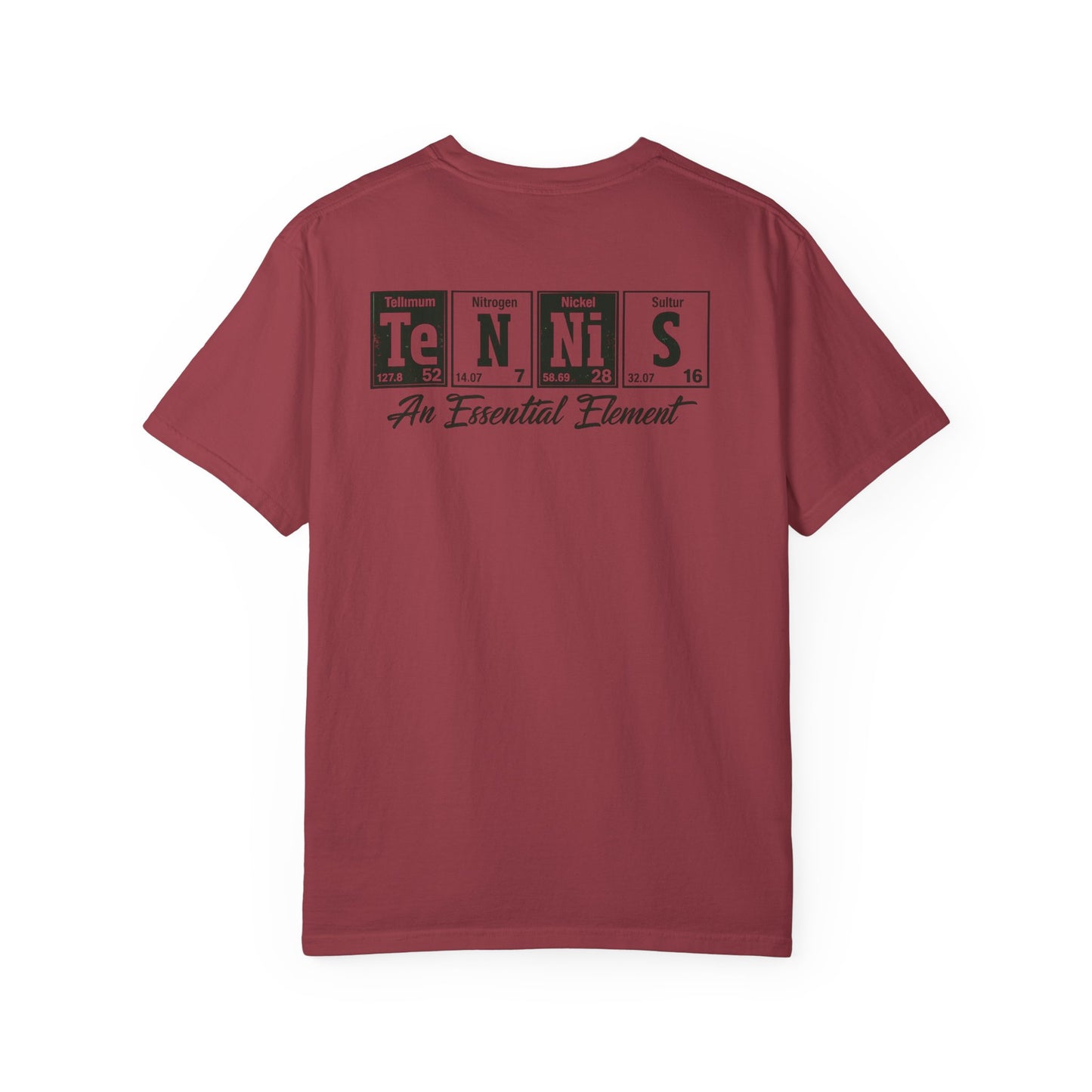 Tennis Graphic T-Shirt — 'Tennis: An Essential Element' Vintage Player Collage