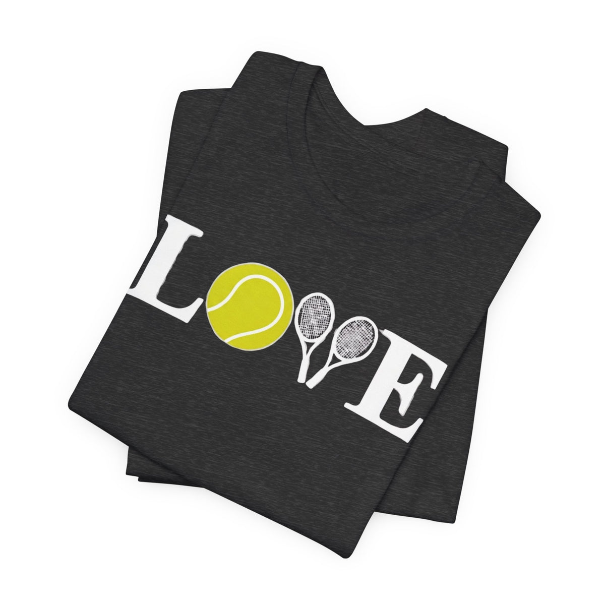 Tennis Love T-Shirt — 'LOVE' with Tennis Ball & Rackets
