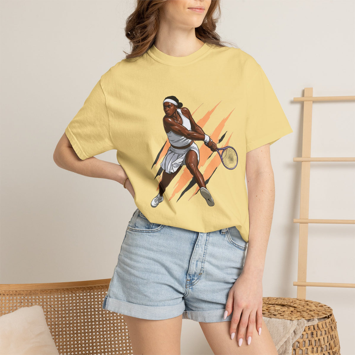 COCO GAUFF Tennis Player Graphic T-Shirt — Dynamic Women's Tennis Art Tee