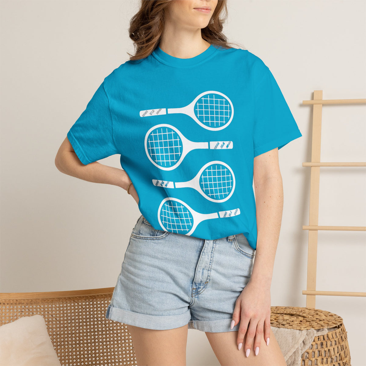 Tennis Rackets Graphic T-Shirt — Vintage-Inspired Garment-Dyed Tee
