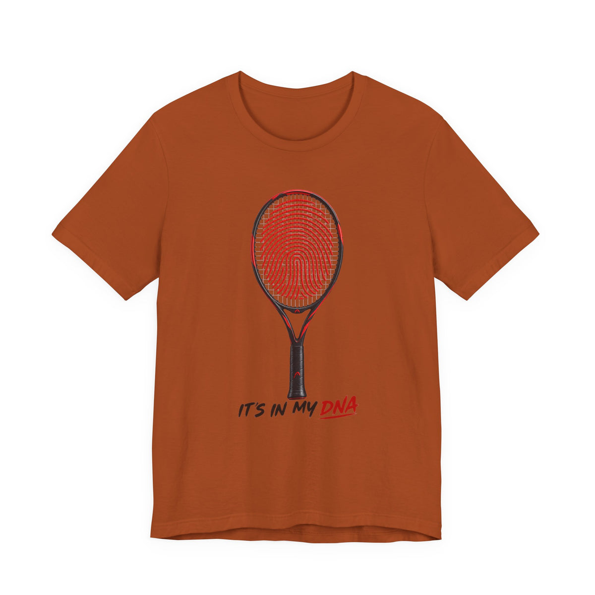 Tennis T‑Shirt — "It's In My DNA" Racket Fingerprint Tee