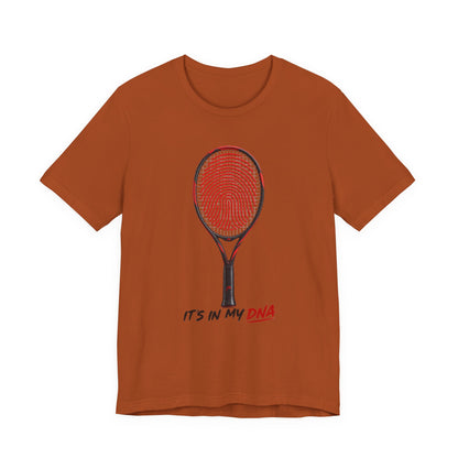 Tennis T‑Shirt — "It's In My DNA" Racket Fingerprint Tee