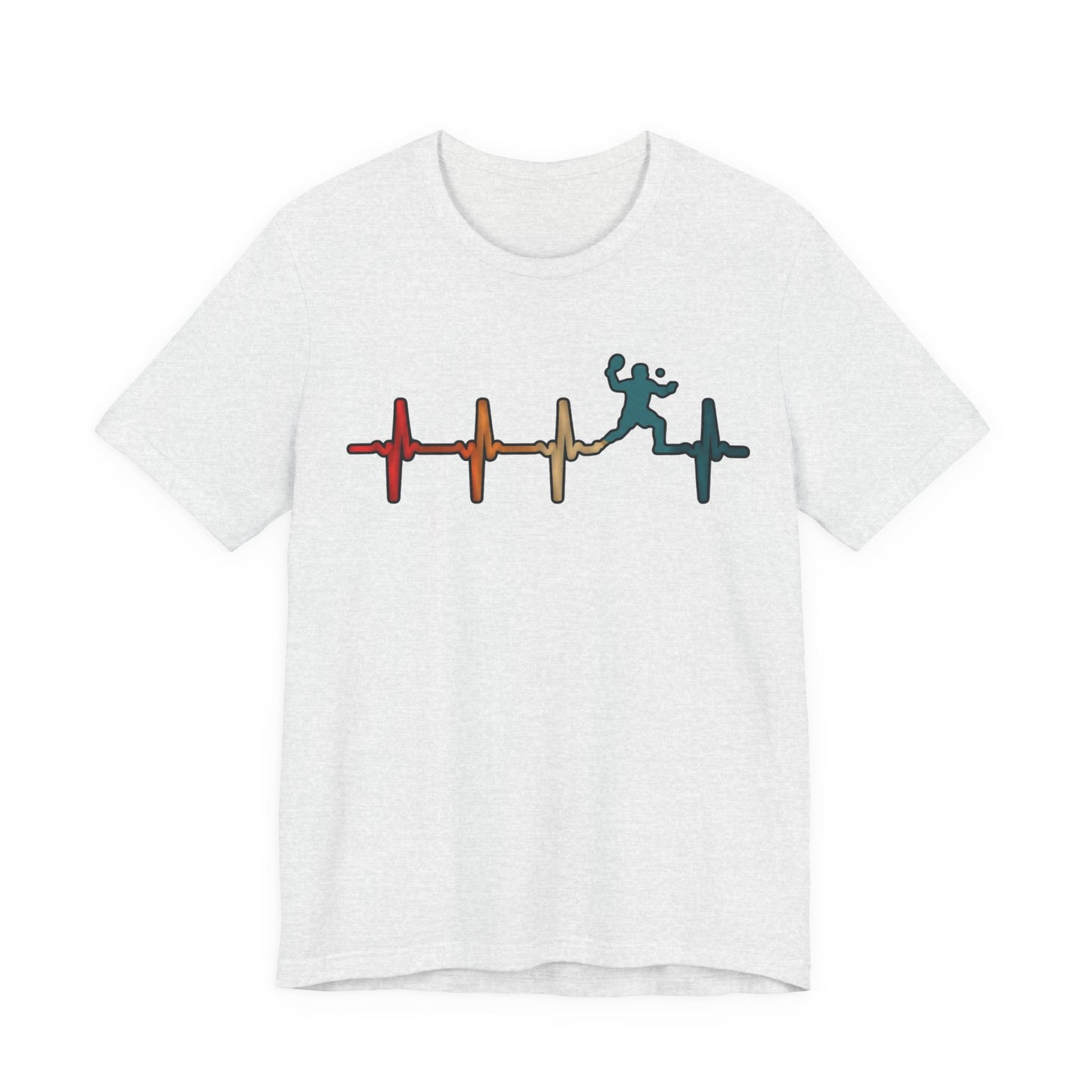 Heartbeat Tennis T‑Shirt — Colorful Surf Pulse Graphic Tee