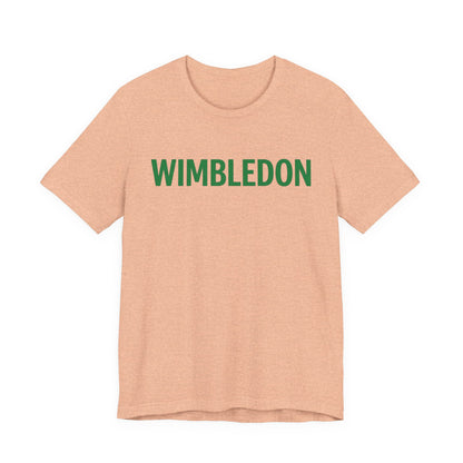Wimbledon Classic Logo Tee — Green Text Tennis T‑Shirt