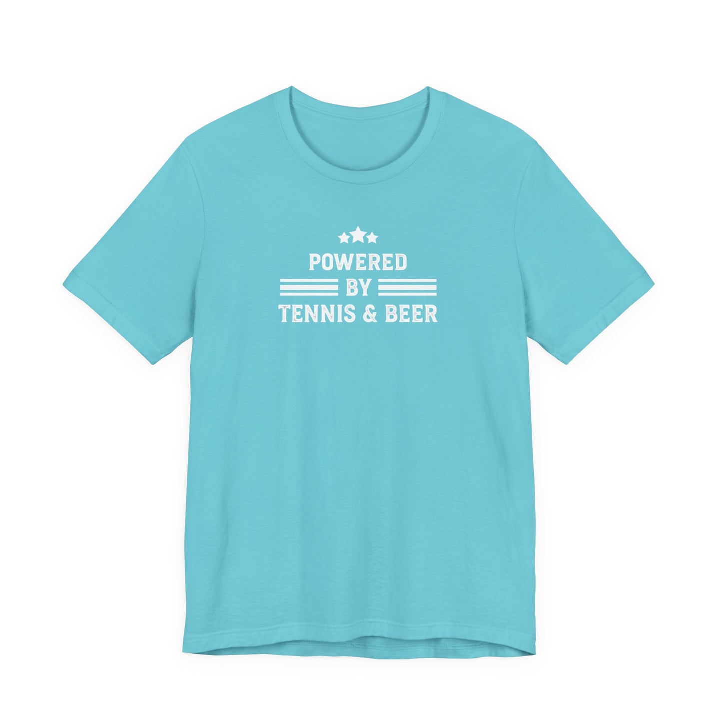 T-Shirt — "Powered by Tennis & Beer" Graphic Tee