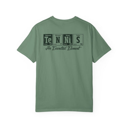 Tennis Graphic T-Shirt — 'Tennis: An Essential Element' Vintage Player Collage
