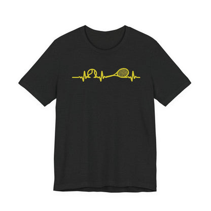 Tennis Heartbeat Tee — Minimal Tennis Racket ECG Graphic T-Shirt