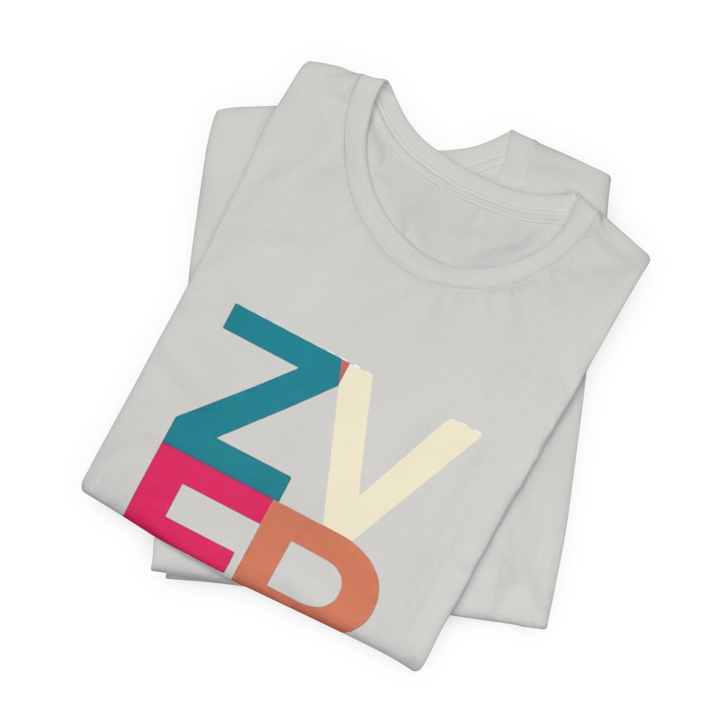 Retro Colorblock 'ZVEREV' Graphic Tee — Modern Minimalist Lettering Shirt