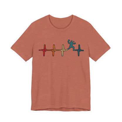 Heartbeat Tennis T‑Shirt — Colorful Surf Pulse Graphic Tee