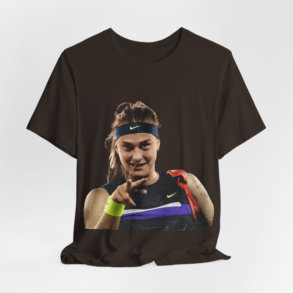 Tennis Player Sabalenka Graphic Tee — Pointing Victory Photo T‑Shirt