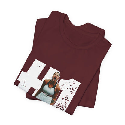 Tennis Player Graphic Tee — Fierce Court Celebration Shirt