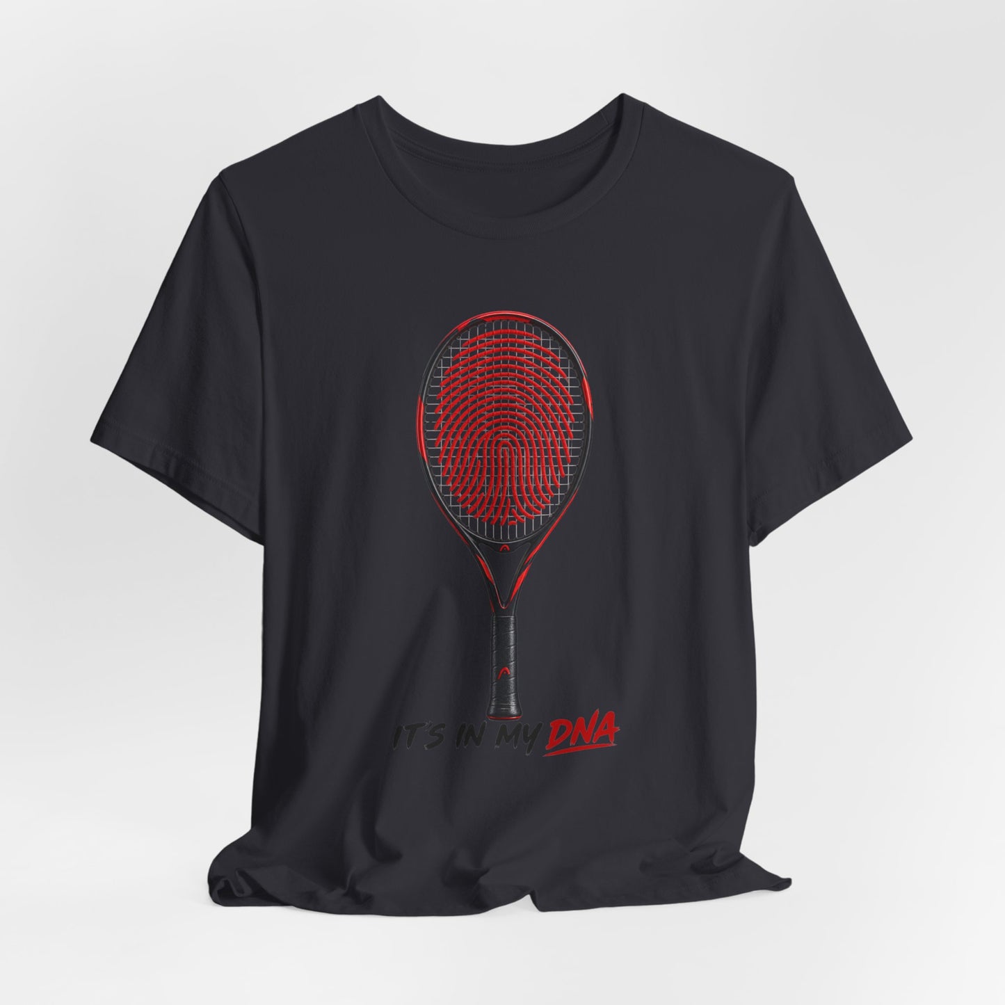 Tennis T‑Shirt — "It's In My DNA" Racket Fingerprint Tee