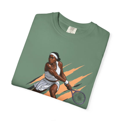 COCO GAUFF Tennis Player Graphic T-Shirt — Dynamic Women's Tennis Art Tee