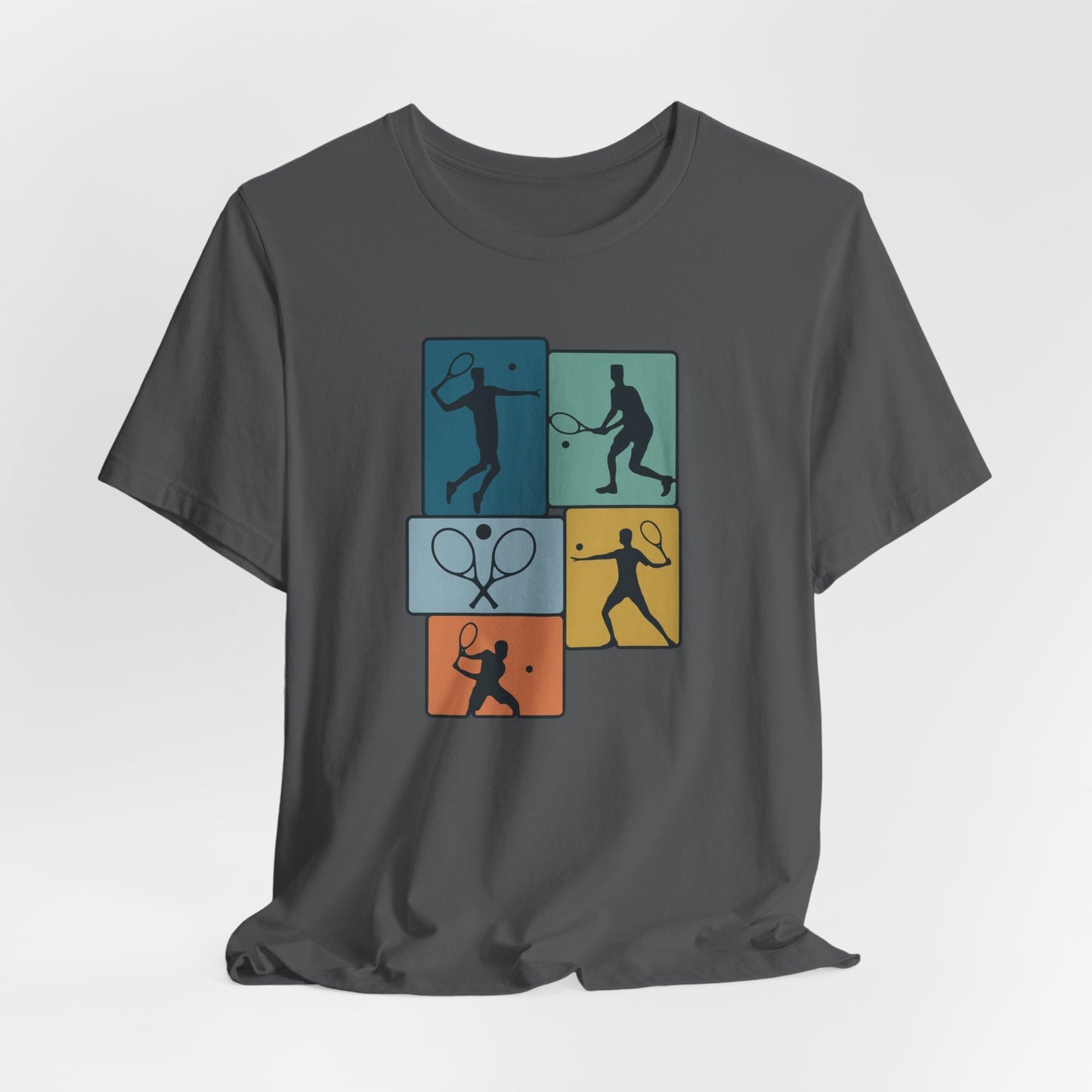 Tennis Silhouette Graphic Tee — Color Block Racket Players