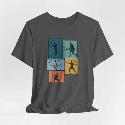 Tennis Silhouette Graphic Tee — Color Block Racket Players
