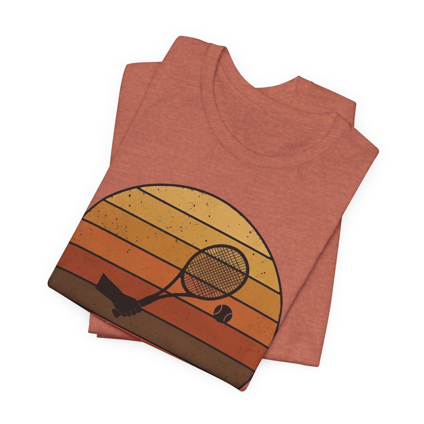 Retro Tennis Sunset Tee — Vintage Racket & Ball Graphic T‑Shirt