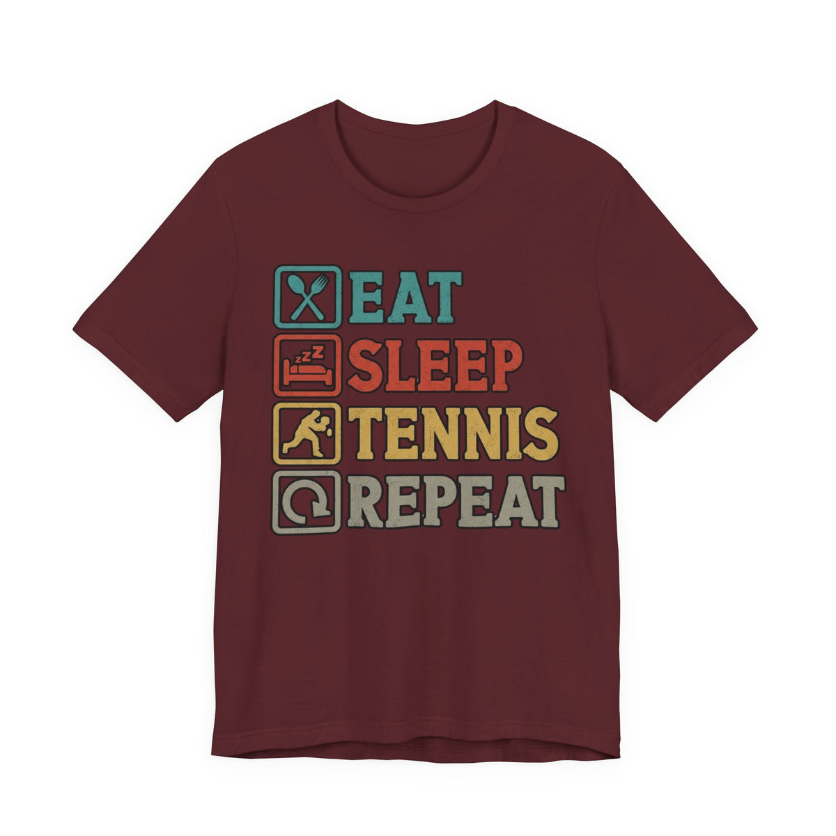 Tennis Tee — "Eat Sleep Tennis Repeat" Vintage Graphic Shirt