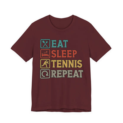 Tennis Tee — "Eat Sleep Tennis Repeat" Vintage Graphic Shirt