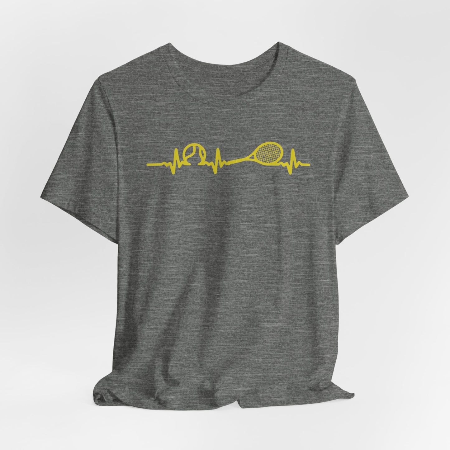 Tennis Heartbeat Tee — Minimal Tennis Racket ECG Graphic T-Shirt
