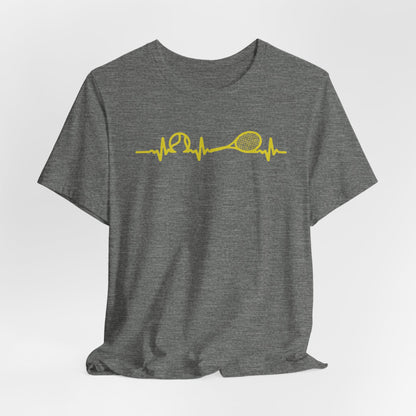 Tennis Heartbeat Tee — Minimal Tennis Racket ECG Graphic T-Shirt