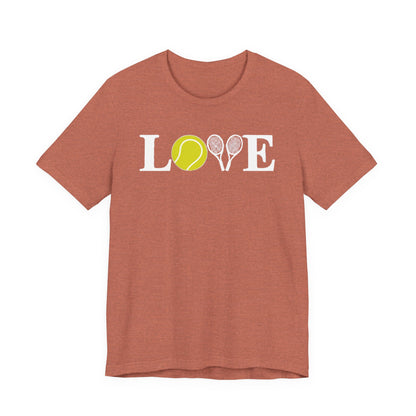 Tennis Love T-Shirt — 'LOVE' with Tennis Ball & Rackets
