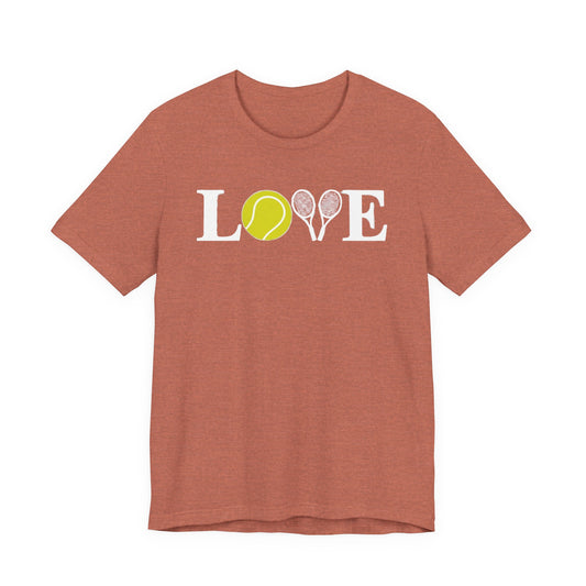 Tennis Love T-Shirt — 'LOVE' with Tennis Ball & Rackets