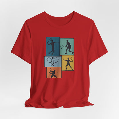 Tennis Silhouette Graphic Tee — Color Block Racket Players