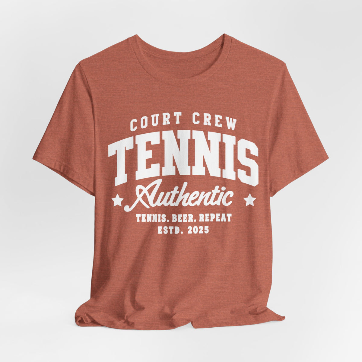 Tennis Court Crew Tee — "Tennis Authentic: Tennis. Beer. Repeat." Graphic Shirt