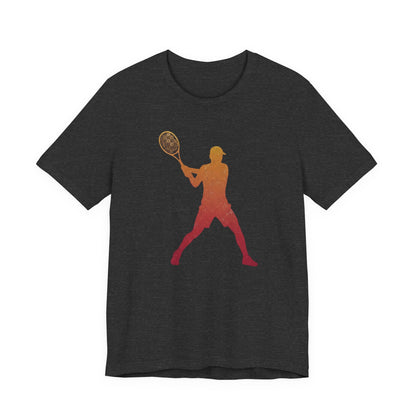 Tennis Player Silhouette Tee — Gradient Racket Sports T‑Shirt