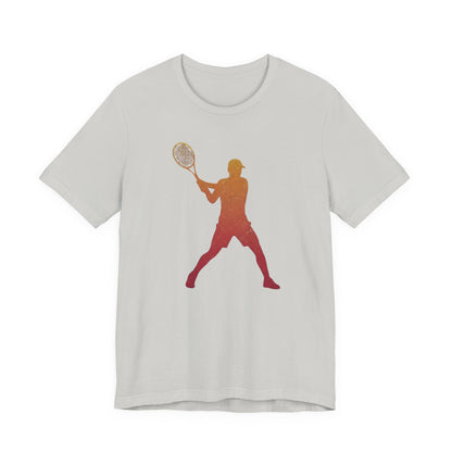 Tennis Player Silhouette Tee — Gradient Racket Sports T‑Shirt