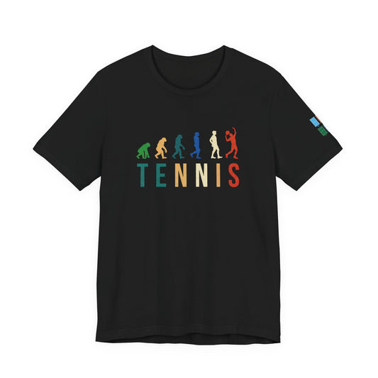 Tennis Evolution Tee — Vintage Colorful Tennis Player Graphic Shirt