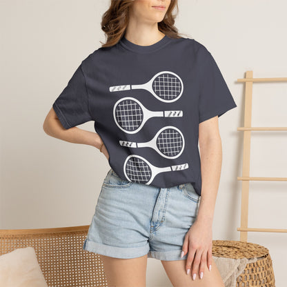 Tennis Rackets Graphic T-Shirt — Vintage-Inspired Garment-Dyed Tee