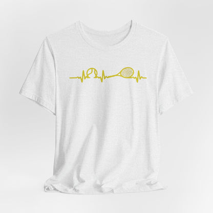 Tennis Heartbeat Tee — Minimal Tennis Racket ECG Graphic T-Shirt