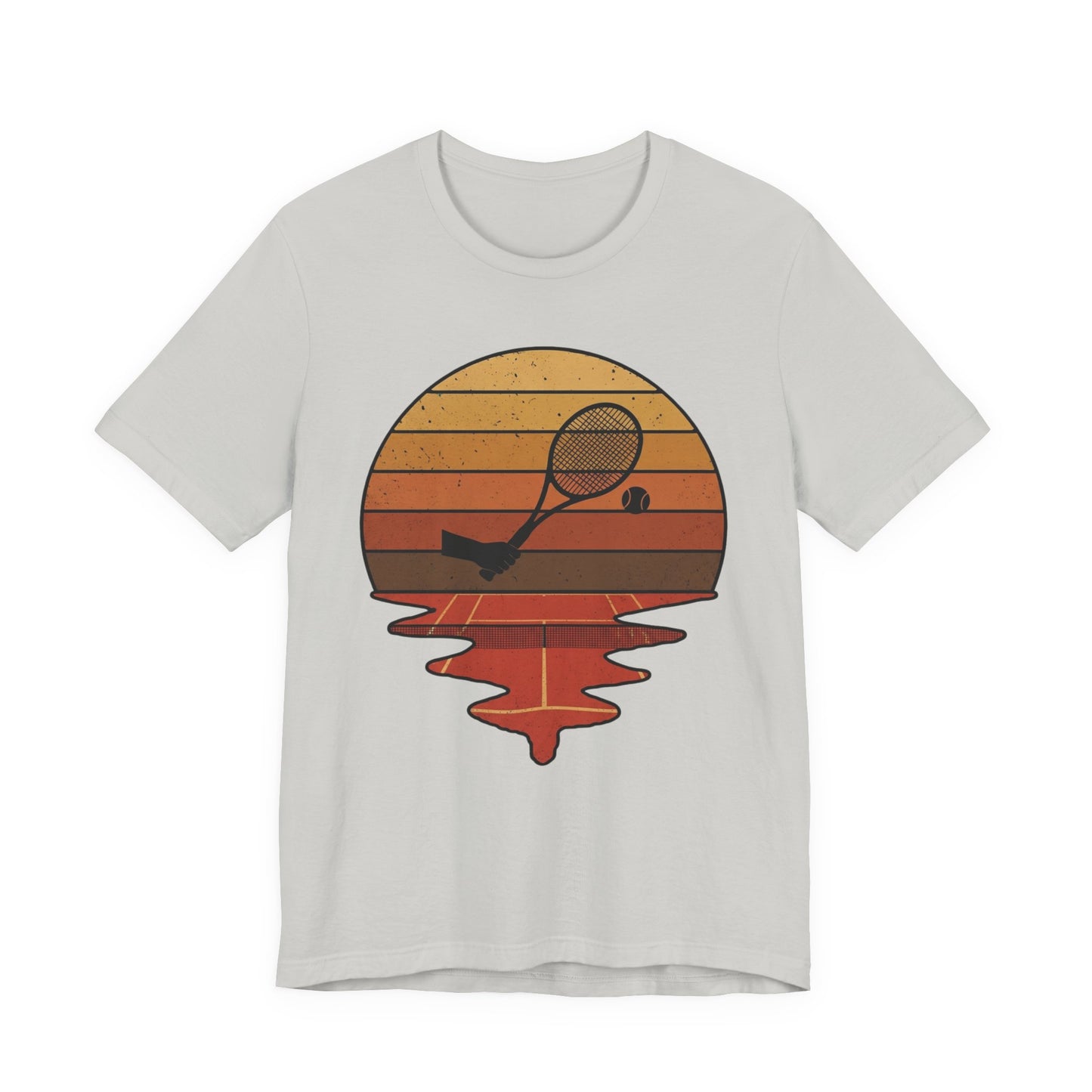Retro Tennis Sunset Tee — Vintage Racket & Ball Graphic T‑Shirt