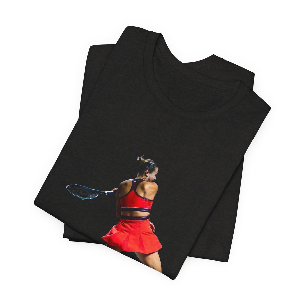 Tennis Player Sabalenka Graphic Tee — Women’s Red Dress Tennis Apparel