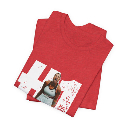 Tennis Player Graphic Tee — Fierce Court Celebration Shirt