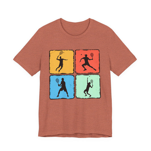 Tennis Silhouette Color Block T-Shirt — Vintage Court Players Tee