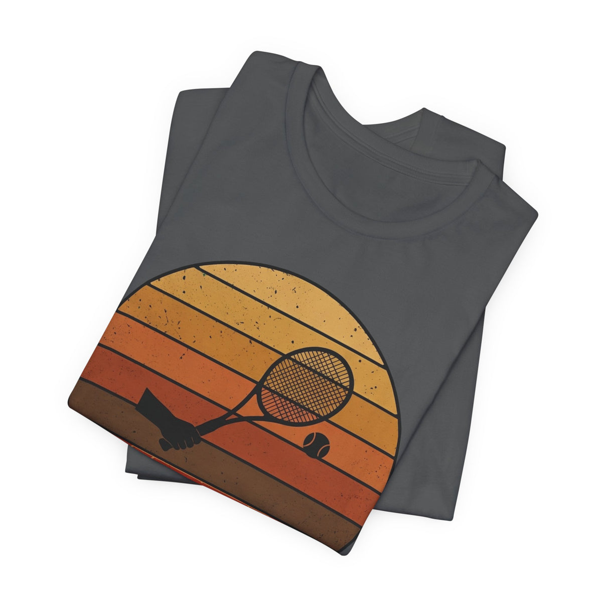 Retro Tennis Sunset Tee — Vintage Racket & Ball Graphic T‑Shirt