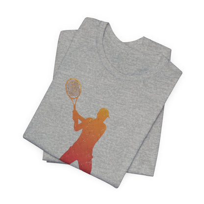 Tennis Player Silhouette Tee — Gradient Racket Sports T‑Shirt