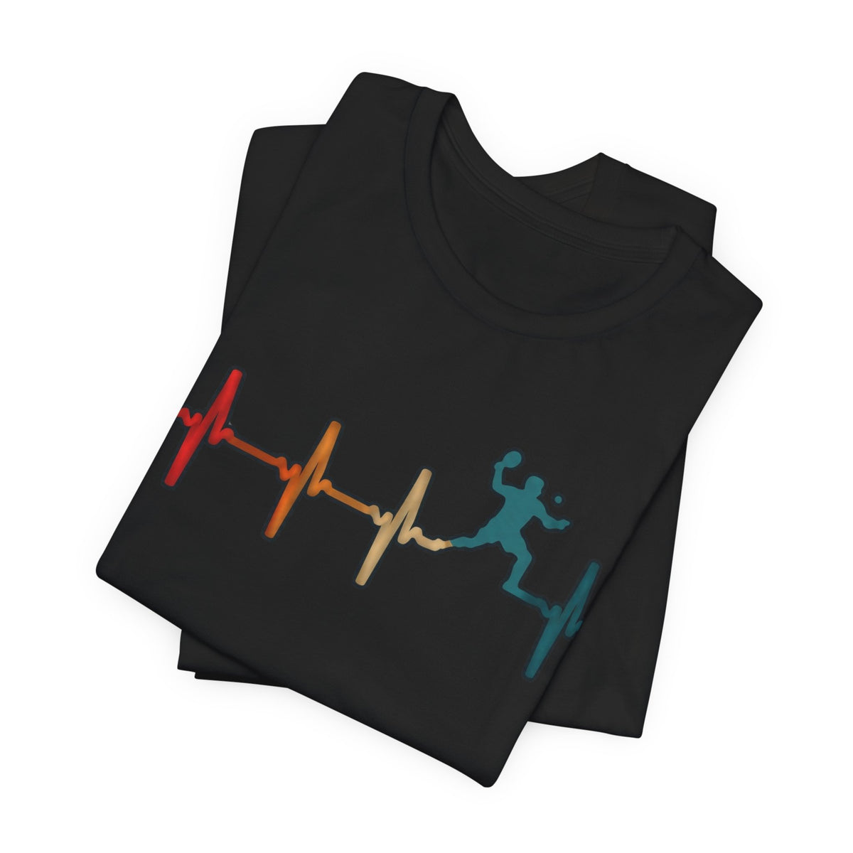 Heartbeat Tennis T‑Shirt — Colorful Surf Pulse Graphic Tee