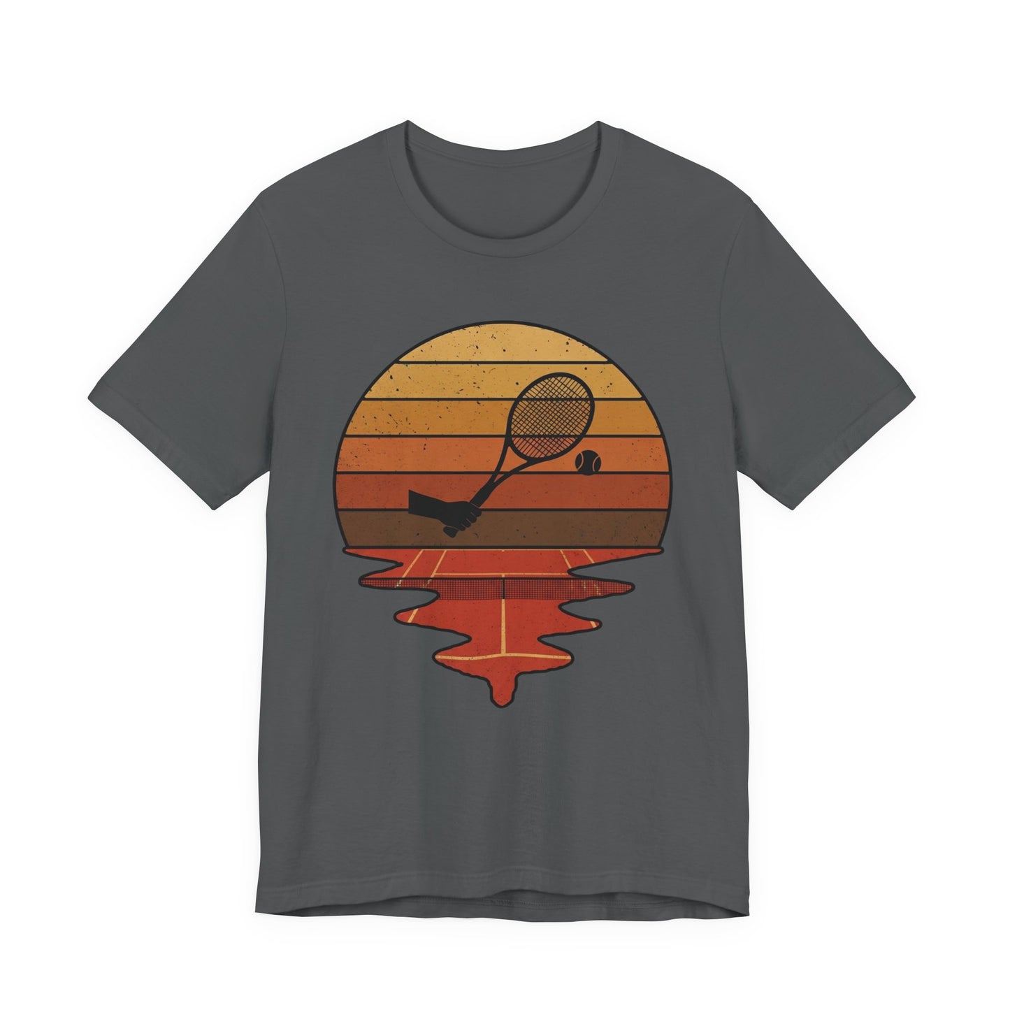 Retro Tennis Sunset Tee — Vintage Racket & Ball Graphic T‑Shirt