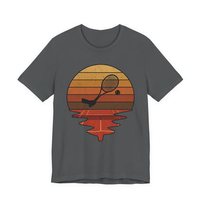 Retro Tennis Sunset Tee — Vintage Racket & Ball Graphic T‑Shirt