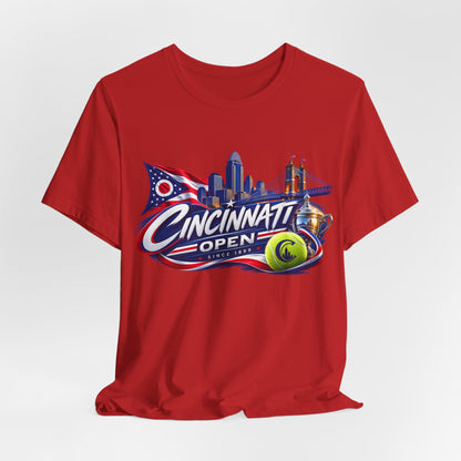 Cincinnati Open Tennis T‑Shirt – City Skyline & Tennis Ball Graphic